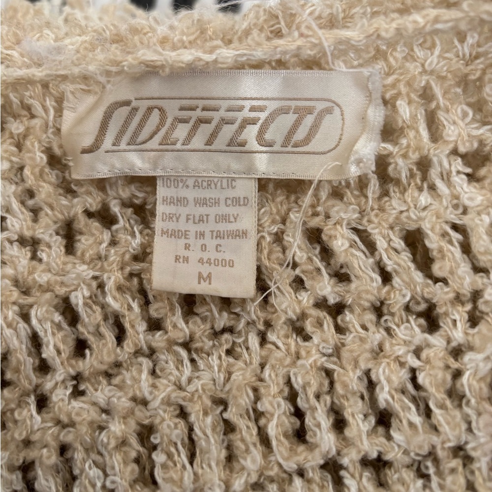 Beige Textured Fringe Open Front Jacket - Picture 8 of 10